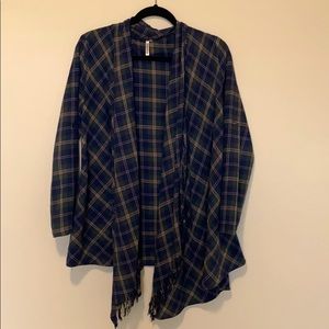 Green Fringe Flannel Cardigan